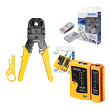 Alicate Crimpar Rj45 100 Conector Rj45 Testador De Cabo