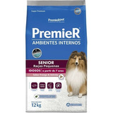 Alimento Premier Super Premium Ambientes Internos Para Cão Senior De Raza Pequena Sabor Frango Y Salmão De 12 Kg