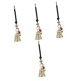 Alipis 4 Peças O Sino De Latão Seleção De Sino Decoração De Espelho De Carro Chaveiro Pingente Porta Chaves Para Artesanato De Carro Decoração DIY Sinos Chaveiro Retrô Especial Pingente