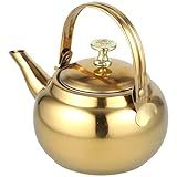 Alipis Bule De Chá Dourado Para Apito Bule De Chá Caldeiras De água De Aço Inoxidável Jarra De Café Jarra De Bebidas Com Alça E Infusor Para Casa Cozinha Hotel 14 Cm