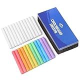 Alitte Giz Sem Poeira Para Quadro Negro Com Borracha De Giz Conjunto De 12 Gizes Coloridos E 12 Bastões De Giz Brancos Desenho Material De Escrita Para Menus Escolar Casa E Café Ideal Para Sala De Aula E Uso Doméstico