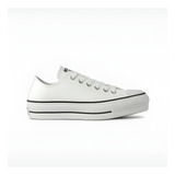 All Star Plataforma Couro Branco preto Cano Baixo Original