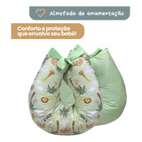 Almofada De Amamentação Para Bebe Travesseiro Super Macio Algodão Safari Verde
