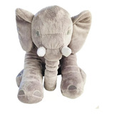 Almofada Elefante Travesseiro Pelúcia Bebê Dormir Cinza 60cm