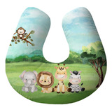 Almofada Estampada Para Amamentar Malha Premium Cor Branco Almofada Amamentação Safari Cute 02