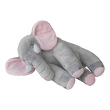 Almofada Travesseiro Elefante Bebê Pelúcia Cinza Rosa 95 Cm