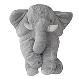 Almofada Travesseiro Elefante Bebê Pelúcia Rosa 80cm Macio Cinza 
