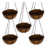 Alpe Aritana 5 Vasos De Fibra De Coco 40cm Plantas Suspenso Com Corrente