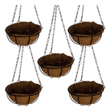 Alpe Aritana 5 Vasos Fibra De Coco 25cm Planta Suspenso Pendente Corrente Cor Natural Orgânico