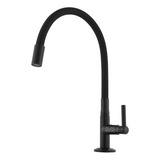 Alpha Hidrometais Torneira Gourmet De Pia Cozinha Bancada Tubo Flexível Acabamento Mate Cor Preto