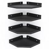 Amada Suporte De Parede Para Prateleira De Canto Conjunto De 4 Prateleiras Flutuantes De Canto De Madeira Rack De Armazenamento Preto Prateleira De Canto De Banheiro Prateleira De Exibição Flutuante Estante Prateleira De Canto Para Quarto Sala De Estar E Cozinha
