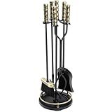 AMAGABELI GARDEN HOME Conjunto De Ferramentas De Lareira De 76 2 Cm Cabo De Latão 5 Peças Ferro Forjado Suporte Para Lareira De Madeira Kit De Acessórios Para Lareira Antigo Escova De Pá 