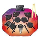 Amagogo Bateria Eletrônica Almofadas De Prática De Bateria Enroláveis Bateria De Rolo Manual Kit De Bateria Eletrônica Portátil Para Crianças