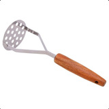 Amassador Espremedor De Batata Inox Com Cabo Madeira Acácia