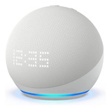 Amazon Echo Dot 5th Gen With Clock Com Assistente Virtual Alexa Display Integrado Glacier White 110v 240v