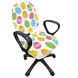 Ambesonne Capa Para Cadeira De Escritório De Páscoa Cumprimentando A Colorida E Divertida Primavera Temporada Abril Feriado Celebração Com Comida Capa Protetora De Tecido Decorativo Tamanho Padrão Verde Amarelo