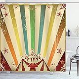 Ambesonne Cortina De Chuveiro Vintage Arco íris Tema De Propaganda De Carnaval De Circo Antigo Estrelas E Barraca Divertida Conjunto De Decoração De Banheiro De Tecido De Tecido Com Ganchos 175 Cm
