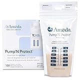 Ameda 800M02 Sacos De Armazenamento De Leite Materno Pump N Protect De 170 G 100 Unidades Resseláveis P Geladeira Ou Congelador Sem BPA Para Amamentação Acessórios De Bombeamento Branco