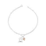 AMENNA Tornozeleira Patuá Patinha Com Coração Rosa Prata 925