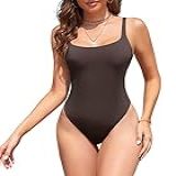 American Trends Body Feminino Com Gola Quadrada Sem Mangas Costas Nuas Forro Duplo Marrom Café M G