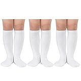 American Trends Meias Infantis De Futebol Até O Joelho Meias Longas Com Três Listras Uniforme Para Meninos E Meninas De 1 A 9 Anos Pacote Com 3 Branco 1 3 Anos