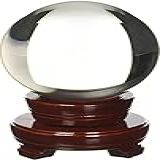 Amlong Crystal Bola De Cristal Feng Shui Para Meditação- Bola De Lente- Bola Decorativa Com Suporte De Madeira E Caixa De Presente- Transparente- 110 Mm De Diâmetro