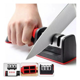 Amolador De Facas Multifuncional Cozinha 3 Em 1 Profissional Cor Preto