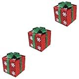 Amosfun 3Pcs Caixa De Decorações Para Árvores De Natal Caixas De Presente Iluminadas De Natal Decoração Caixa De Embrulho De Natal Caixa De Natal Decorativa Enfeite De Árvore De Natal