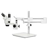 AmScope Microscópio De Zoom Estéreo Trinocular Profissional SM 4T Oculares WH10x Ampliação 7X 45X Objetiva De Zoom De 0 7X 4 5X Iluminação Ambiente Suporte De Braço Duplo