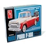 AMT Skill 2 Model Kit 1960 Ford F 100 Pickup Truck With Trailer 3 In 1 Kit 1 25 Scale Model