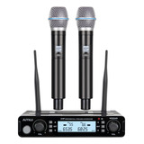 Amw Au250 Microfone Sem Fio Duplo De Mão Digital Uhf Case Cor Preto