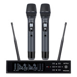 Amw Au300 Microfone Sem Fio Duplo Digital Uhf Multibanda Dois Bastões Em Metal Estojo Cor Cinza Escuro