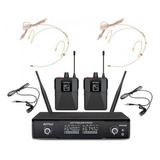 Amw Bu200 Microfone Sem Fio Duplo Auricular Uhf 2a Cor Preto