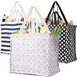 Amylove 3 Sacolas Grandes De Mercado Com 6 Bolsos Internos Sacolas Reutilizáveis Para Carrinho De Compras Sacolas Resistentes Com Fundo Reforçado E Alças Laváveis Dobráveis Multicor 15 X 10 X 15