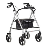 Andador Aluminio 4 Rodas Assento E Cesto Mercur