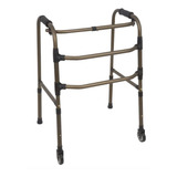 Andador P Idoso Articulado Dobrável 3 Barras Bronze C Rodas