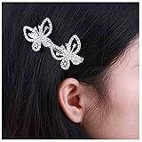 Andelaisi Grampo De Cabelo Vintage Borboleta De Cristal Prata Strass Borboleta Presilha De Cabelo Clipe De Cristal Brilhante Borboleta Grampo De Cabelo Cristal CZ 3D Clipe De Cabeça De Borboleta Para