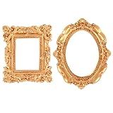 Andibro 2 Peças De Mini Molduras Douradas Porta Retratos Vintage Moldura Oval De Resina Ornamentada Para Exibição De Joias Decoração De Casamento Em Casa Sem Suporte De Vidro Ou Suporte