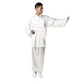 Andux Uniformes Chineses Tradicionais De Tai Chi Kung Fu Roupas Unissex SS TJF01 Branco  GG 