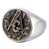 Anéis Mason Para Homens Vintage Maçônico Joias De Aço Inoxidável Religião Sólido Sinete Anéis Para Presente  Aço Inoxidável  Sem Pedra Preciosa