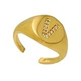 Anel ABC Inicial Letra Dedinho Mindinho Folheado A Ouro 18k Garantia De 1 Ano Banho Antialérgico Softjoias -V-