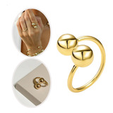 Anel Ajustável Bolinha Banhado A Ouro 18k Feminino