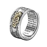 Anel Ajustável FENG Shui PIXIU MANI Mantra Proteção Riqueza Pixiu Charms Anel Feng Shui Amuleto Riqueza Sorte Joia Budista Para Mulheres Homens Presente Ouro Prata