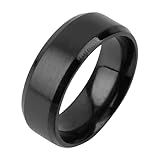 Anel Aliança Preto De Aço Inoxidável Design Anatômico 8mm Vintage Masculino Feminino -20-