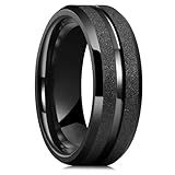 Anel Aliança Preto Masculino Feminino De Aço Inoxidável 6mm Design Anatômica Jateada Para Todas Ocasiões 21 