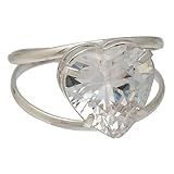 Anel Aro Duplo Com Coração De Zircônia Softjoias Folheado Em Ródio Branco 22