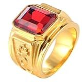 Anel Comendador Masculino Homem Banhado Ouro 18k Vermelho -20-