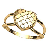 Anel Coração Em Ouro 18k 750 Resistente