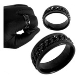 Anel Corrente Giratório Preto Masculino 8mm Aço Cirúrgico