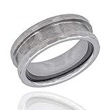 Anel De Carboneto De Tungstênio Martelado Em Branco Para Fabricação De Joias Embutidas 8 Mm De Largura 4 Mm De Canal 8 5 